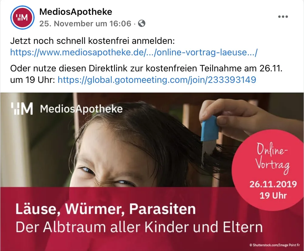 Gutes Beispiel Facebook für Apotheken