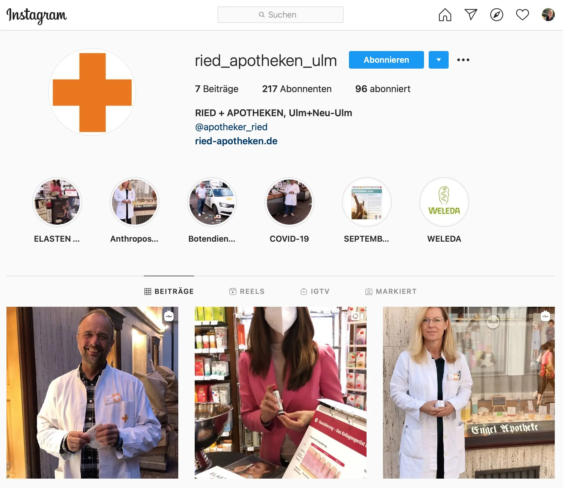 Gutes Beispiel Instagram für Apotheken